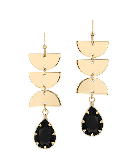 Metal & Glass Half Moon Earring