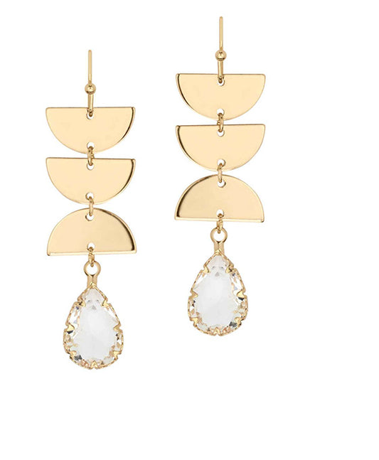 Metal & Glass Half Moon Earring