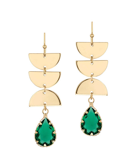 Metal & Glass Half Moon Earring