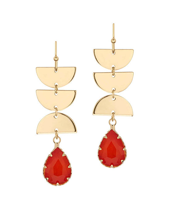 Metal & Glass Half Moon Earring