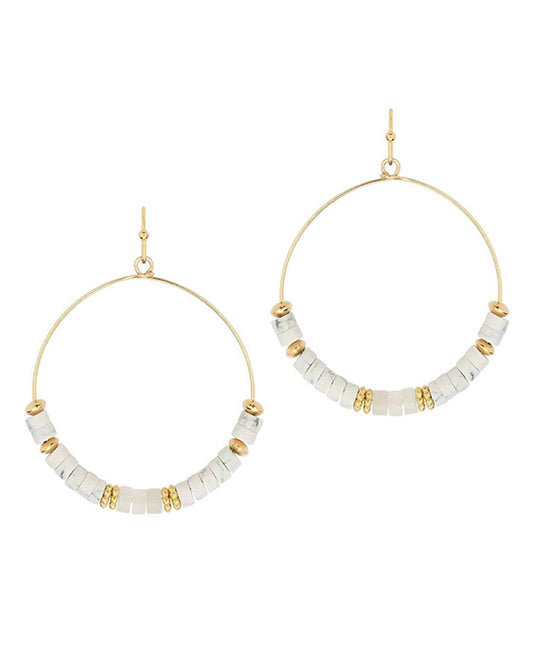 Stone & Metal Circle Earring