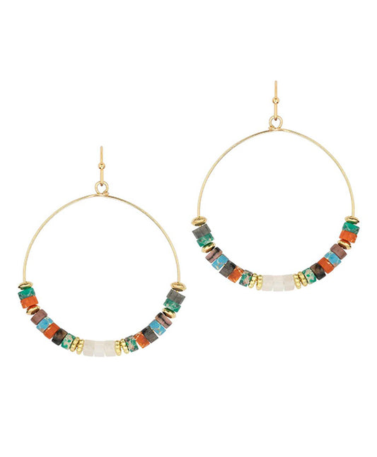 Stone & Metal Circle Earring