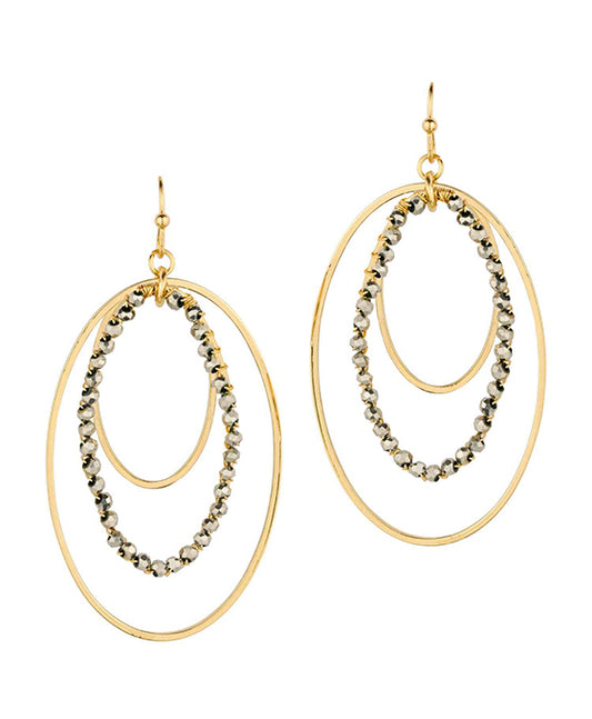 Glass & Metal Oval Earring
