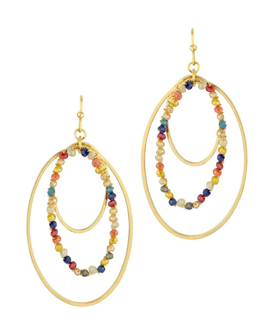 Glass & Metal Oval Earring