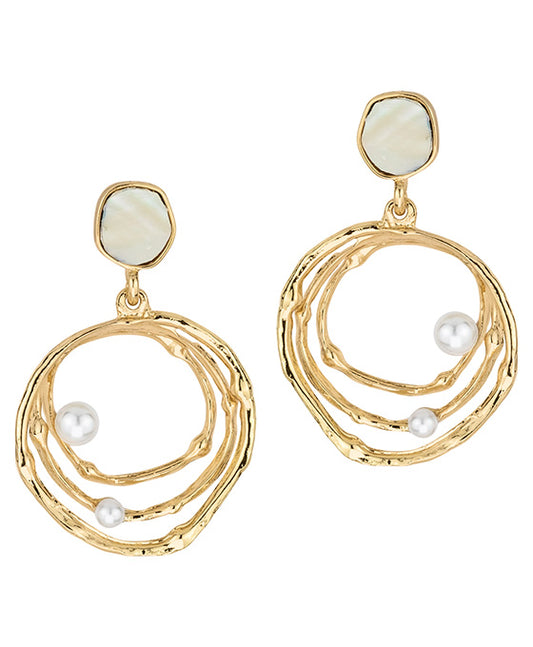 Metal w/ Pearl Shell Post Earring