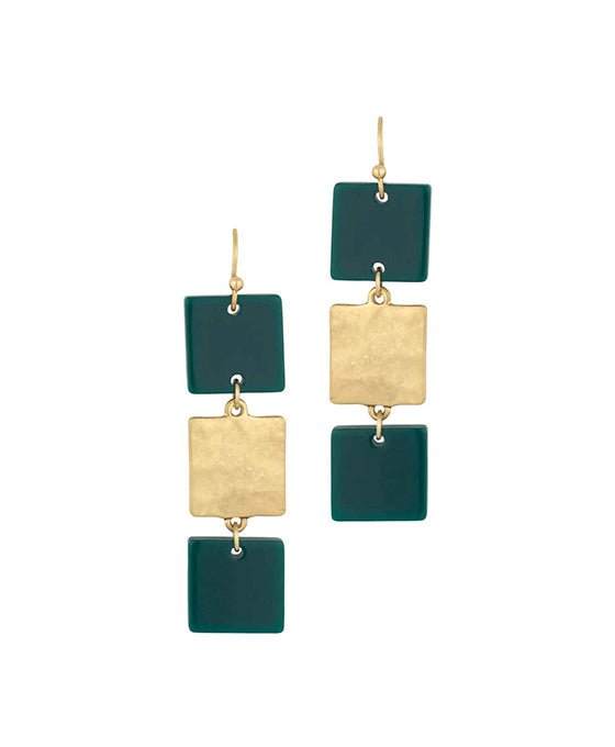 Acetate & Metal Square Earring