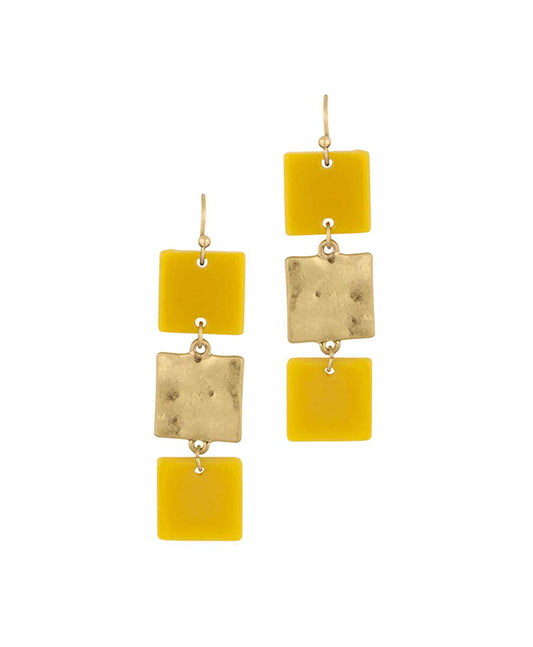 Acetate & Metal Square Earring