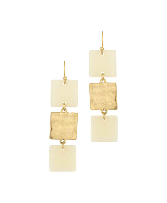 Acetate & Metal Square Earring