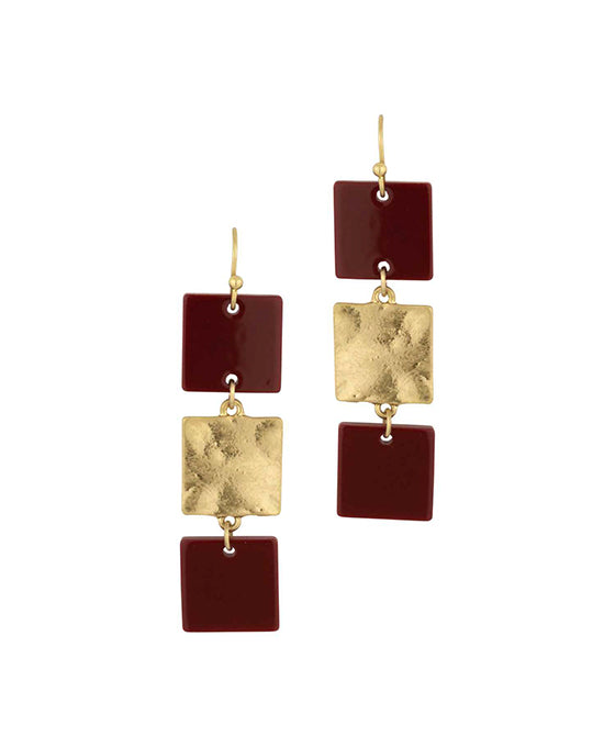 Acetate & Metal Square Earring