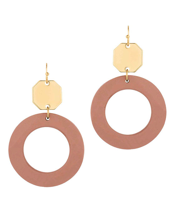 Wood w/ Metal Circle Earring