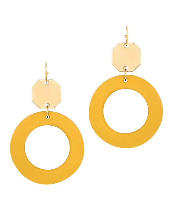 Wood w/ Metal Circle Earring