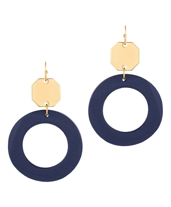 Wood w/ Metal Circle Earring