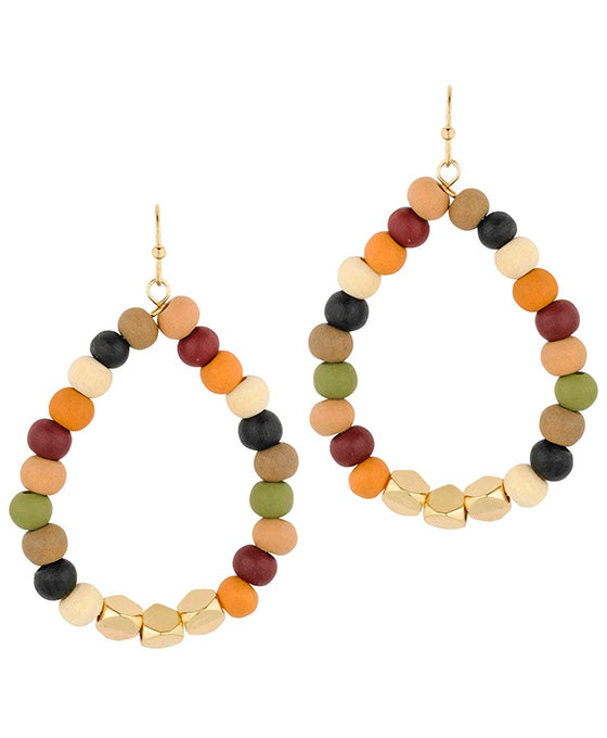 Wood w/ Metal Teardrop Earring