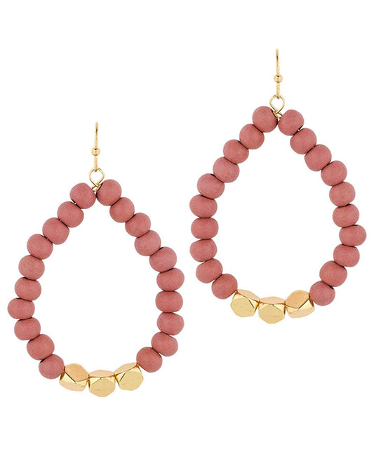 Wood w/ Metal Teardrop Earring