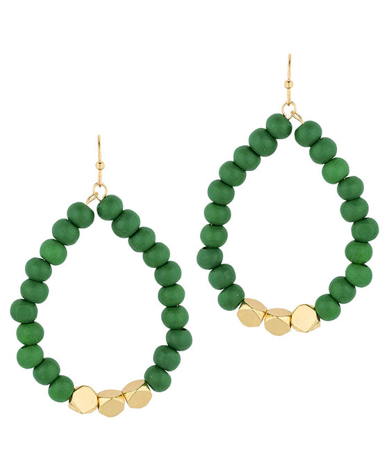 Wood w/ Metal Teardrop Earring