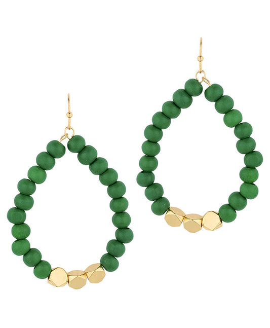 Wood w/ Metal Teardrop Earring
