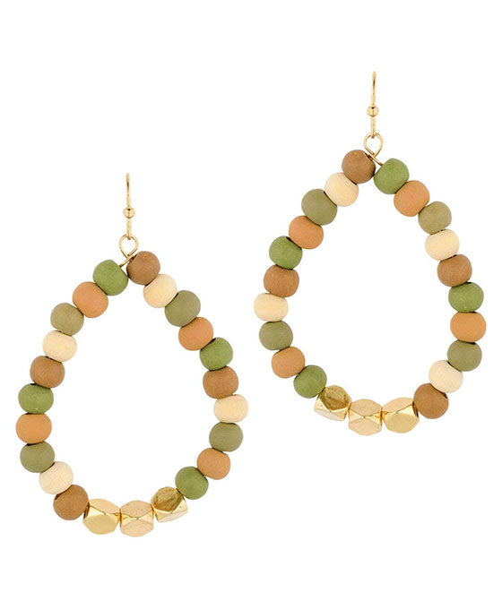 Wood w/ Metal Teardrop Earring