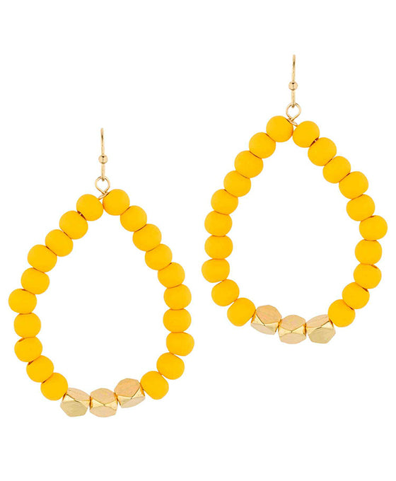 Wood w/ Metal Teardrop Earring