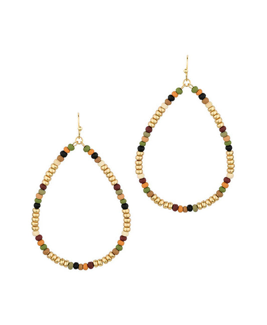 Wood & Metal Teardrop Earring