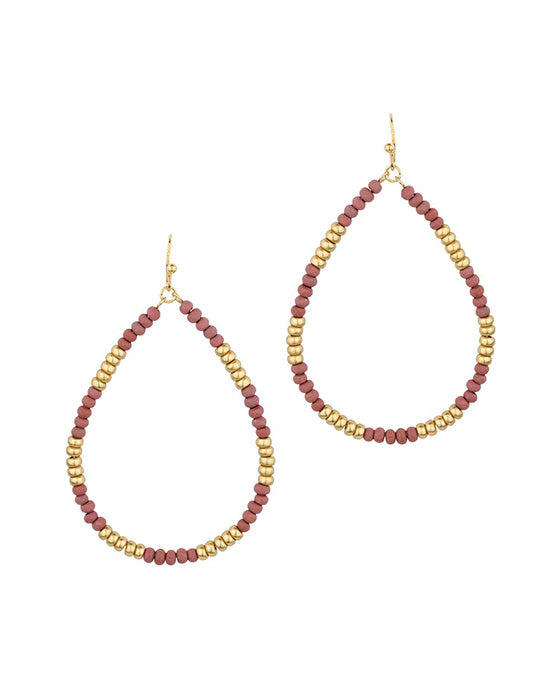Wood & Metal Teardrop Earring