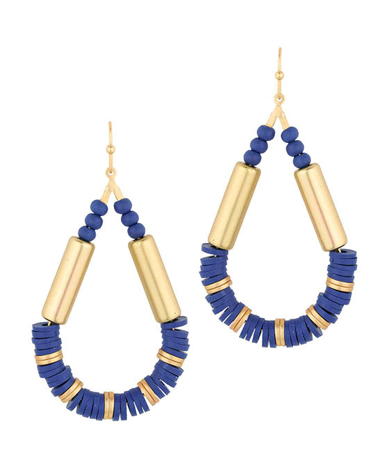 Rubber & Wood & Metal Teardrop Earring