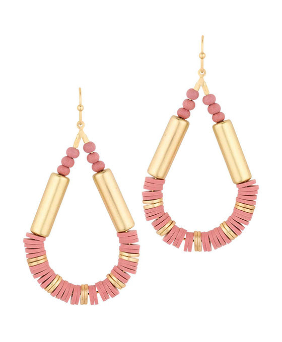 Rubber & Wood & Metal Teardrop Earring