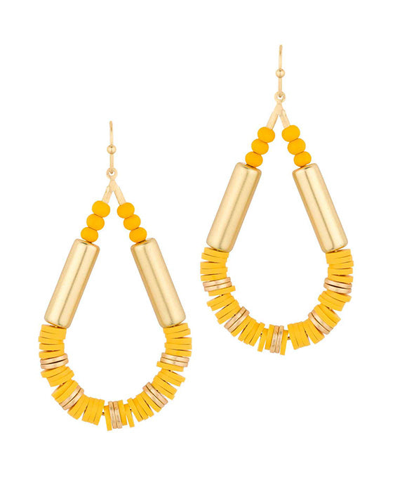 Rubber & Wood & Metal Teardrop Earring