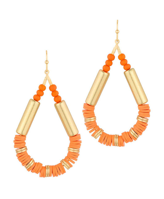 Rubber & Wood & Metal Teardrop Earring