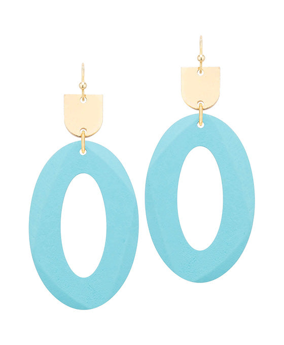 Wood Oval Faceted Earring