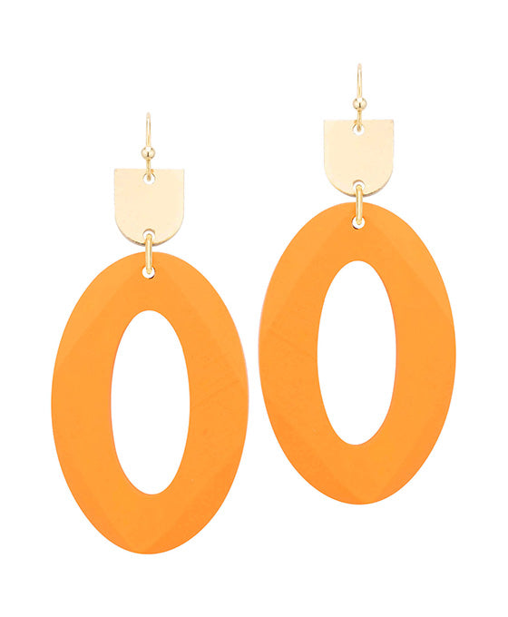 Wood Oval Faceted Earring