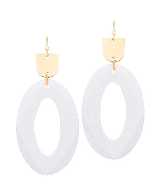 Wood Oval Faceted Earring