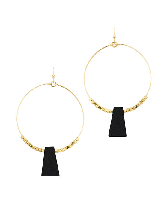 Metal Circle w/ Wood Earring