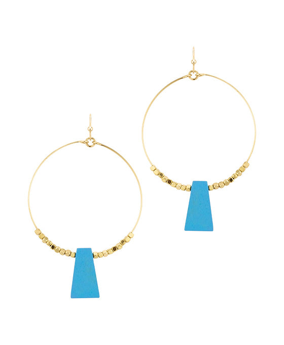 Metal Circle w/ Wood Earring