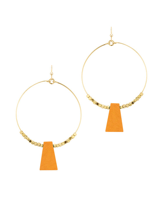 Metal Circle w/ Wood Earring