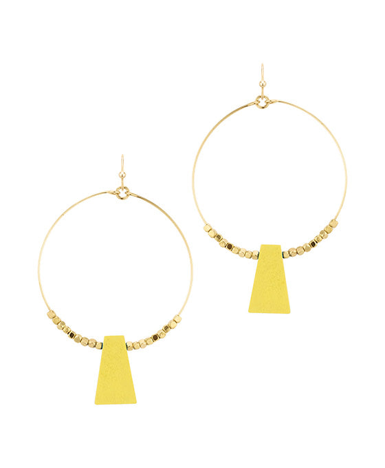 Metal Circle w/ Wood Earring