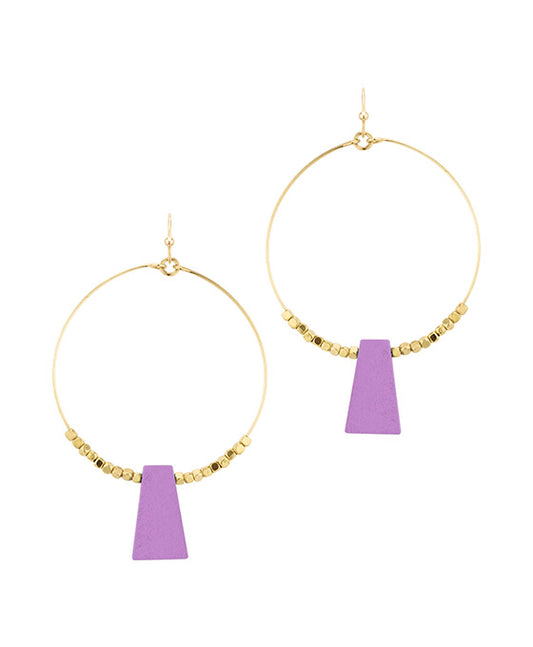 Metal Circle w/ Wood Earring