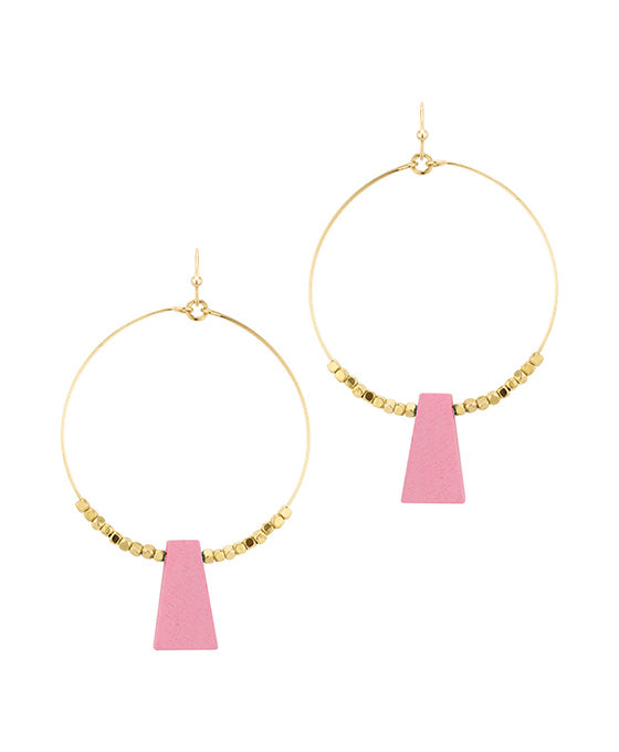Metal Circle w/ Wood Earring