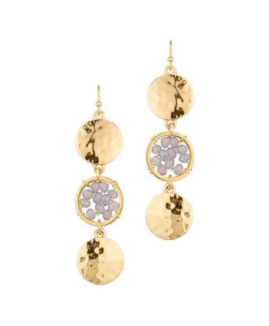 Glass & Hammered Metal Circle Earring