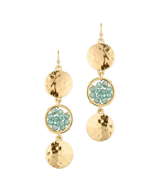 Glass & Hammered Metal Circle Earring