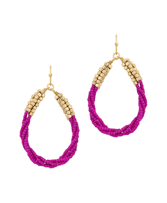 Seed Bead Twist Teardrop Earring