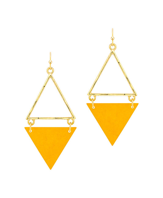 Triangle Wood & Metal Earring