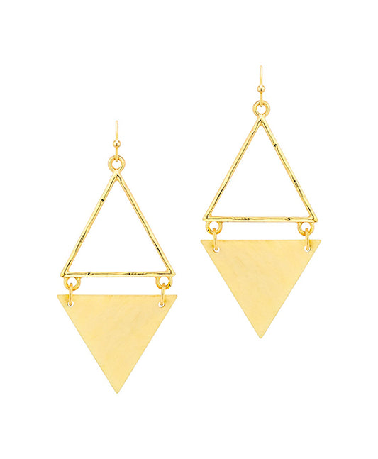 Triangle Wood & Metal Earring