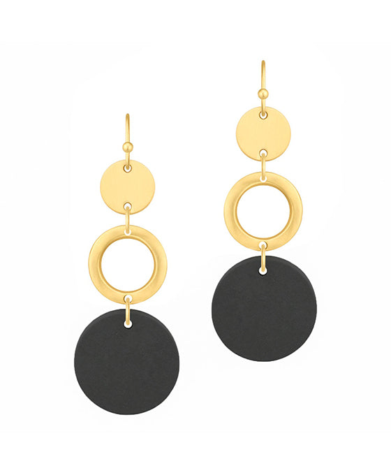 Wood & Metal Circle Linked Earring