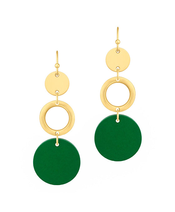 Wood & Metal Circle Linked Earring