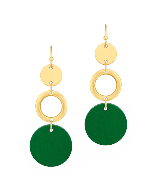 Wood & Metal Circle Linked Earring