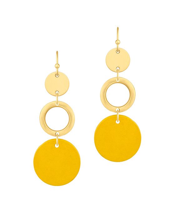 Wood & Metal Circle Linked Earring