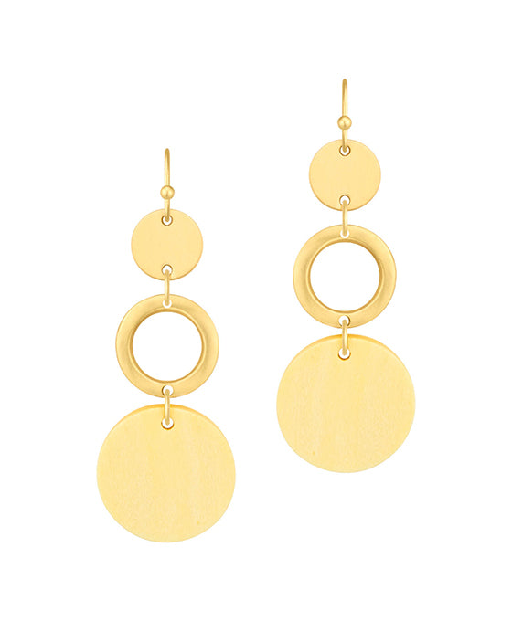 Wood & Metal Circle Linked Earring