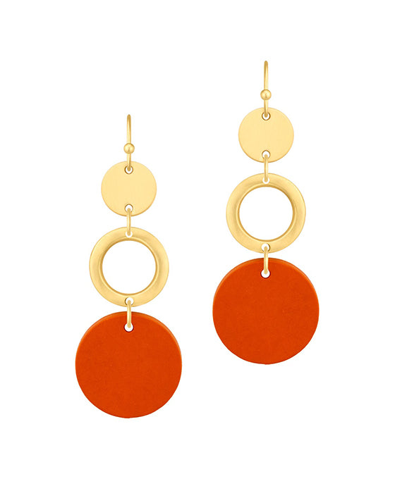Wood & Metal Circle Linked Earring