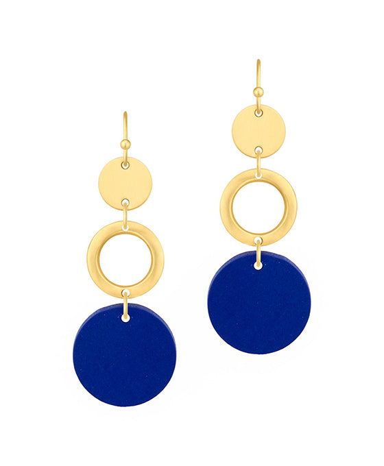 Wood & Metal Circle Linked Earring