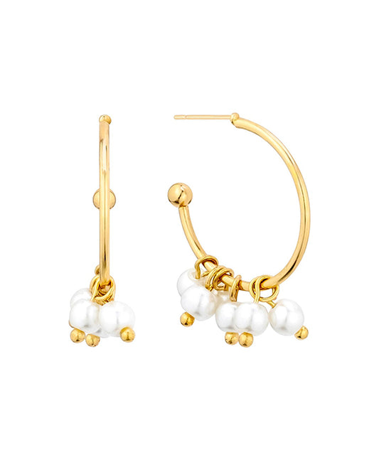 20mm Metal w/ Pearl Hoop Earring